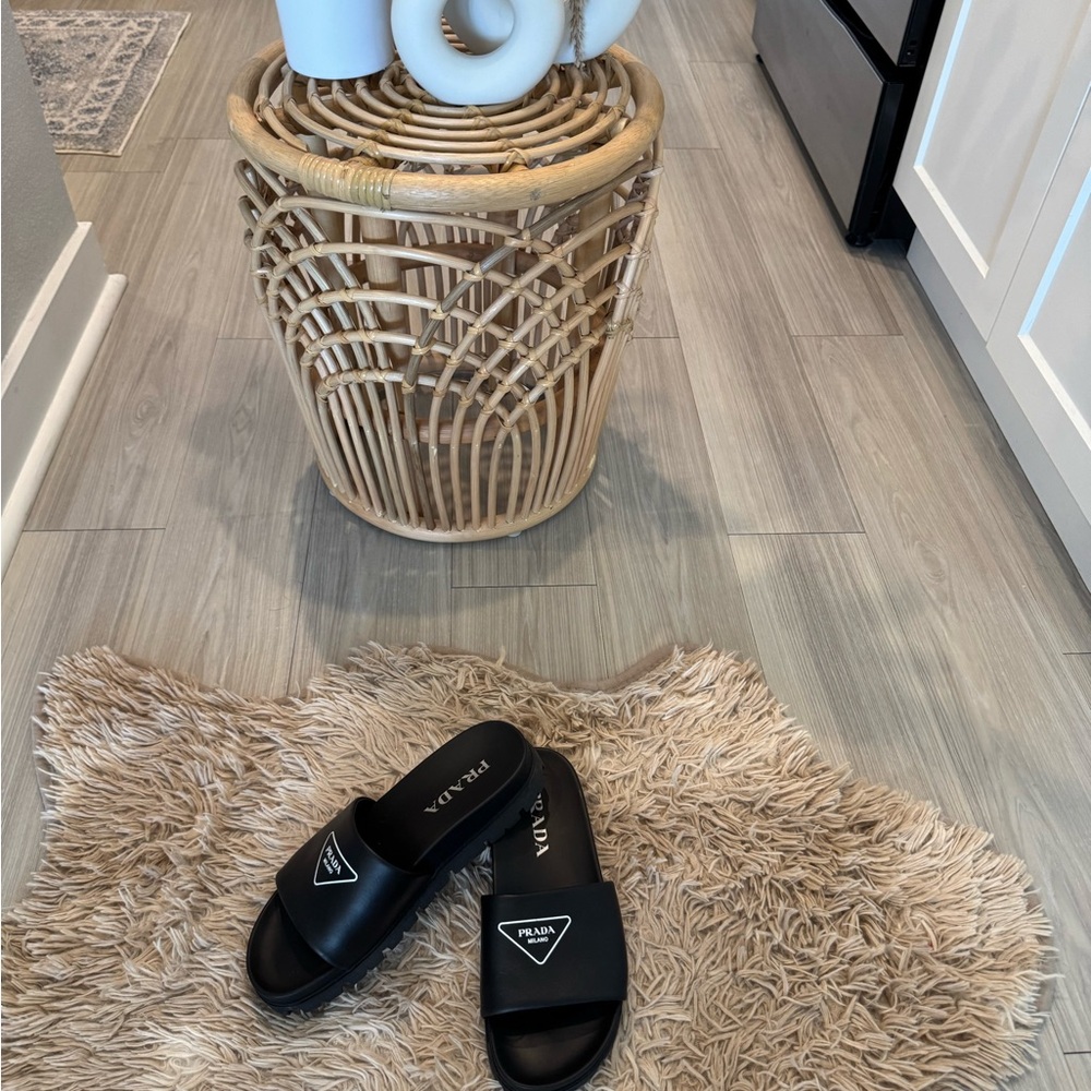 Prada Black Unisex Slide Sandals